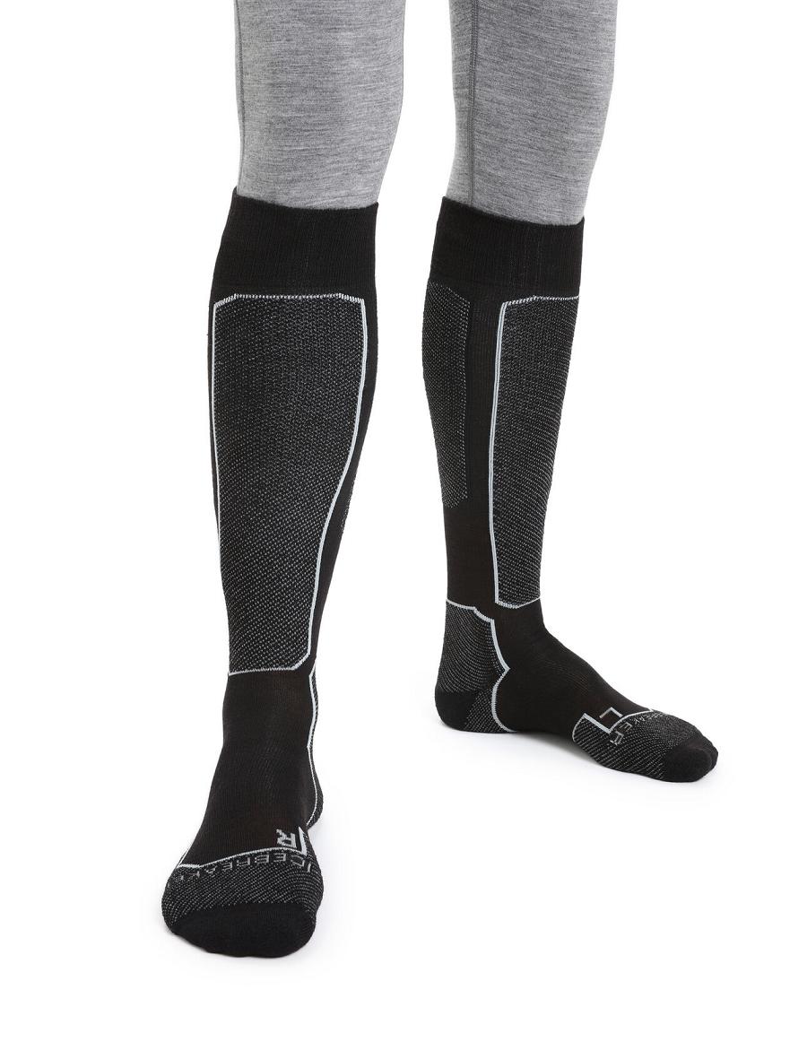 Black Icebreaker Merino Ski+ Light Over the Calf Men\'s Socks | AU 1014HAPK